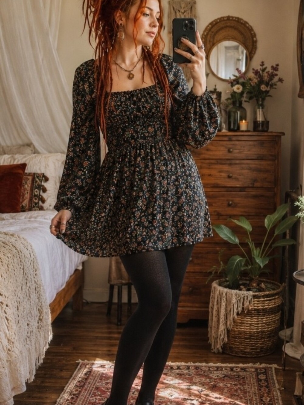 4/$15 Vintage 90s Black Queen Size Thick Tights | Full Length